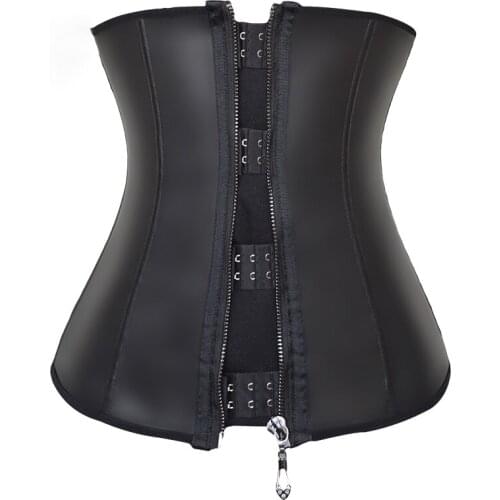 Women Latex Underbust Waist Training Corsets Cincher Zip Hook Hourglass Tummy Control Body Shaper
