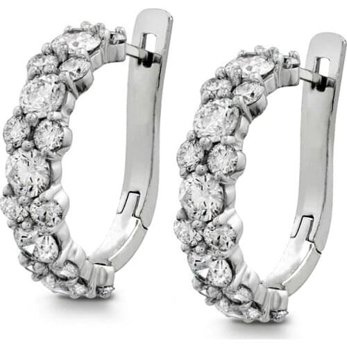 Huitan Simple Design Women Hoops Earrings With Dazzling Crystal CZ Stone Delicate Accessories for Party Gift 2021 Trendy Jewelry
