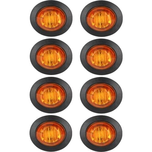 3/4"Small Round LED Side Marker Lights Mini 12V Truck Trailer External Bullet Clearance Light Front Bumper Grille Lamp