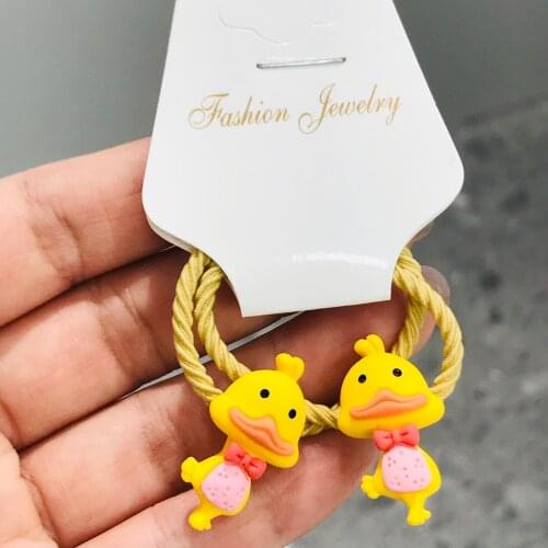 2Pcs Dog Cute Duck Animals Hair Accessories Children Rubber Bands Scrunchies Elastic Hair Bands Girls Headband Decorations Ties