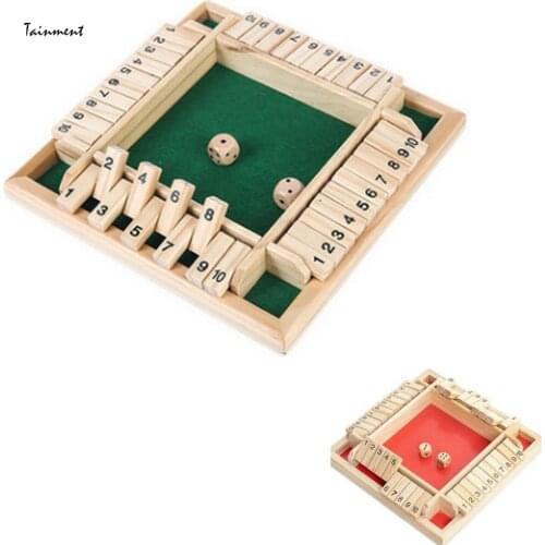 22.5 x 22.5cm Box Dice Board Game 4 Sided 10 Number Wooden Flaps Roll The Dice for KTV Pub Bar Party Board Game Drinking Prop