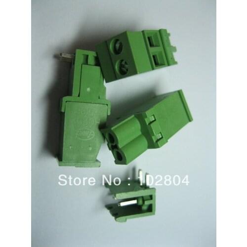 400 Pcs Pitch 5.08A 5.08mm 2way/pin Angle-pin Screw Terminal Block Connector Pluggable Type 2EDCD-5.08A-2EDCR Green HOT Sale