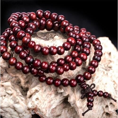 6mm Natural Sandalwood Buddhist Buddha Meditation 108 beads Wood Prayer Bead Mala Bracelet Women Men jewelry