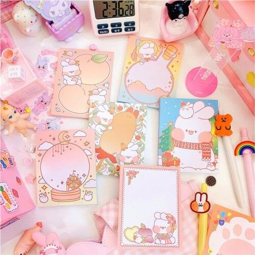 60 Sheet Cute Cartoon Rabbit Note Memo Paper Kawaii Stationery Portable Notepad Students Supplies