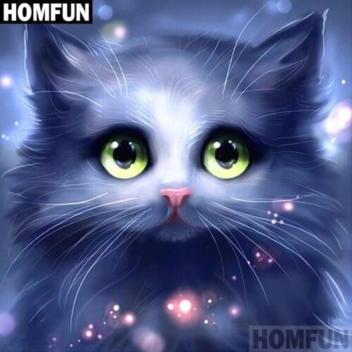 HOMFUN Full Square/Round Drill 5D DIY Diamond Painting "Animal cat" Embroidery Cross Stitch 5D Home Decor Gift A02697