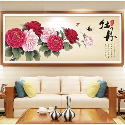 Peony Full Diamond Painting Living Room Modern Large Painting Cross Stitch Home Decor Bedroom Simple Flowers 5D Diy Gift