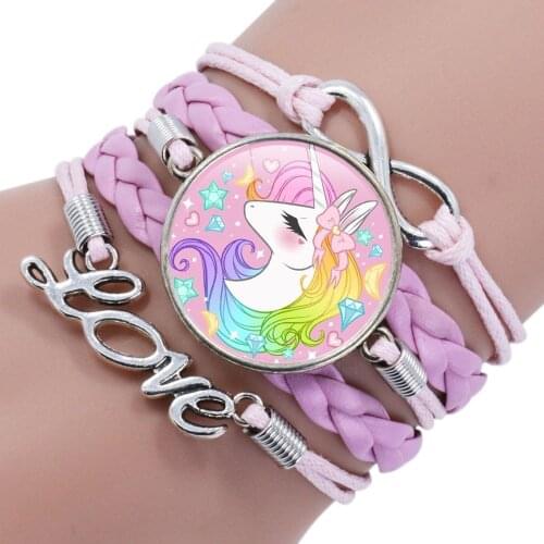 Unicorn Braided Kids Bracelet for Girls Friendship Bracelets Jewelry Multi-layer Charm Bracelet Fashion Jewelry accessories
