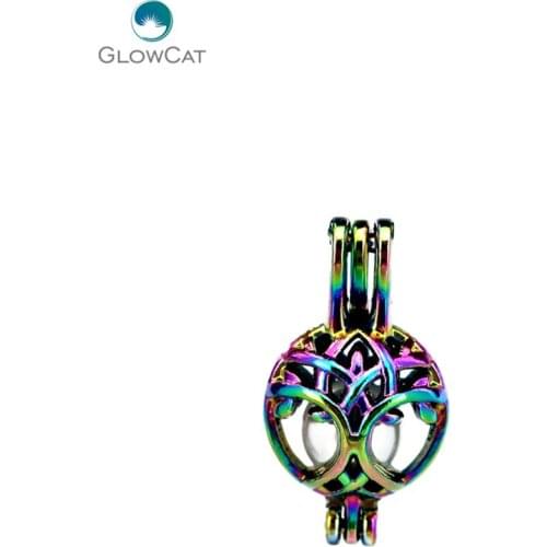 C444 5pcs/lot COLORS Multicolor 24mm Christmas Xmas Plant Tree cage Pendant Pearl Locket Fairytale Party