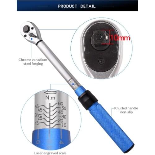 K1KA 3/8 inch Digital Torque Wrench Durable Compact Size Socket Set Measure Peak Torque Bicycle Maintenance Kit