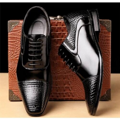 39-48 Black Brown Dress Italian Business Shoes for Man Leather Shoe Formal Wedding Shoes Male Oxford Leather Dress Shoes Classic