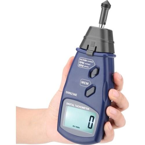 1 Set DT6236E Laser/Contact Tachometer 5 Digits 18 mm Digital LCD Tach Rotation Meter Tester