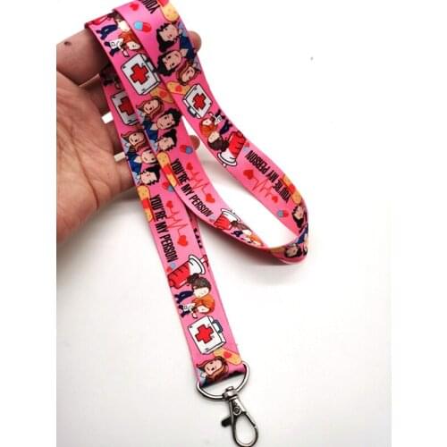 Hot Sale! Greys Anatomy Doctors nurse Lanyard Neck Strap Card Bus ID Holders With Key Chain
