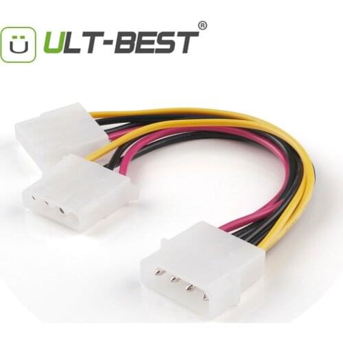 ULT-Best SATA Molex 4 Pin Male to Molex 4pin Female Extension Cable Power Supply Y Splitter Cables 15CM