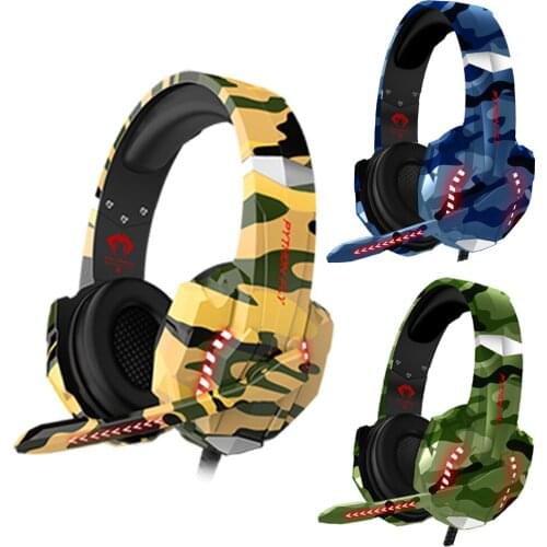 Camouflage Cat Ear Surround Sound Gaming Headset with Mic for PC Games