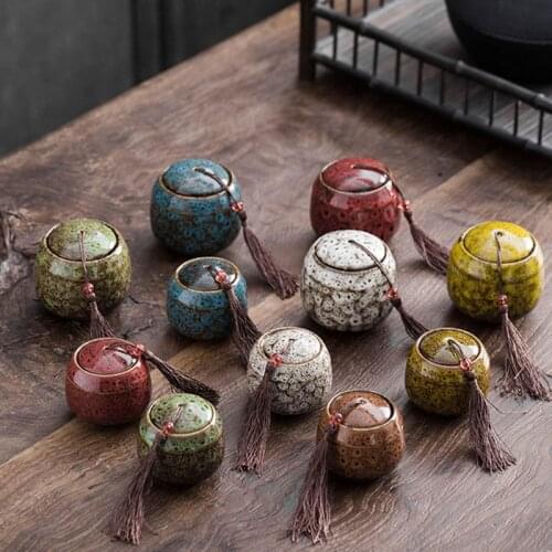 Ceramic Tea Caddy Travel Portable Small Tea Pot Jar Tea Box Sealed Storage Jar Teaware Home Decor Gift for Friend