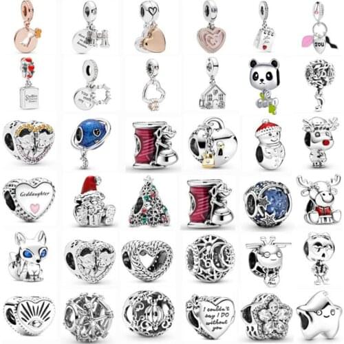 2021 New Fashion Exquisite Snowman Star Beaded Pandora Love Pendant Suitable for Womens Jewelry Gifts