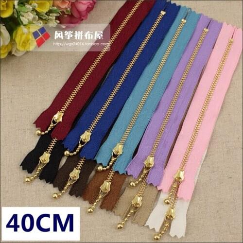 Ykk3 metal zipper classic drop zip bags gold 40cm long