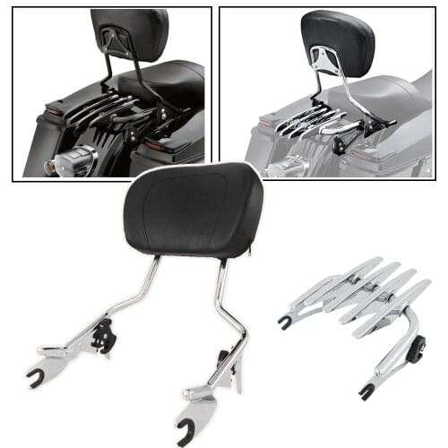 Motorcycle Detachable Backrest Sissy Bar With Luggage Rack For Harley Touring Road King Street Glide Electra Glide CVO 2009-2019
