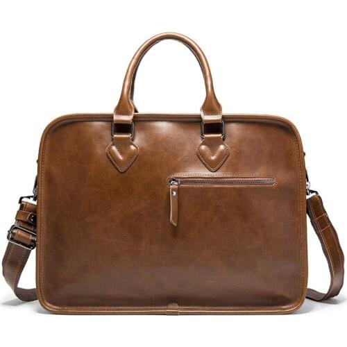 2021 mens bag Single Shoulder Messenger Bag crazy horse skin mens handbag horizontal shaped briefcase computer bag