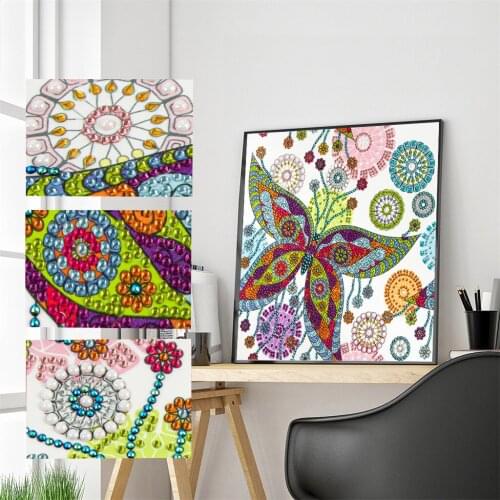 Diamond Painting Kits for Kids Adult Beginner Special Shaped Diamond Painting Butterfly Flower DIY 5D Partial Drill Cross Stitch