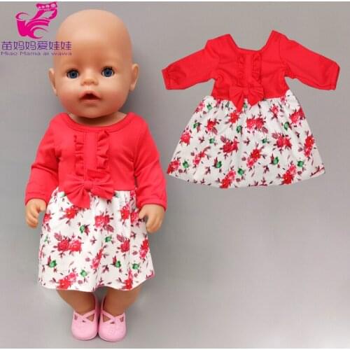 18 inch doll clothes for 43cm new born baby doll red bow dress children girl doll gift