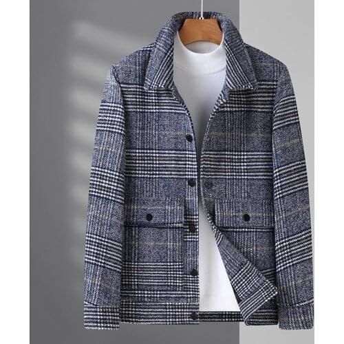 Autumn/Winter New Mens Plus Size Woolen Jacket Business Casual Men Single Suit Tailored Collar Coat Male 4 Colors L-8XL M2039