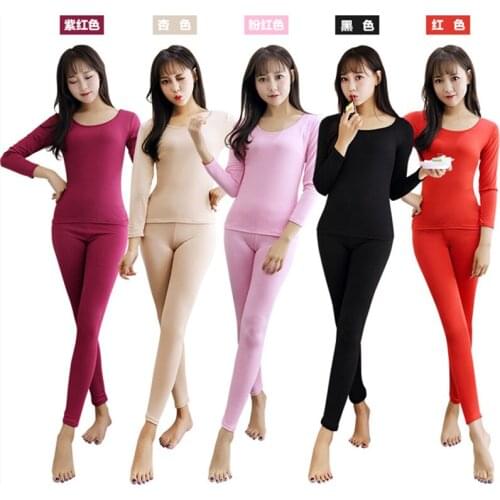 Autumn and Winter New Womens Autumn Clothes Autumn Pants Tight Traceless Thermal Underwear Womens Set Large Womens Body Suit
