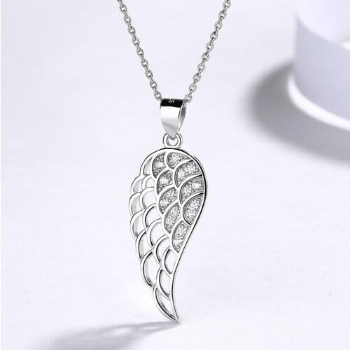 TN23 925 Sterling Silver Wing Pendant Necklace for Women Silver Jewelry