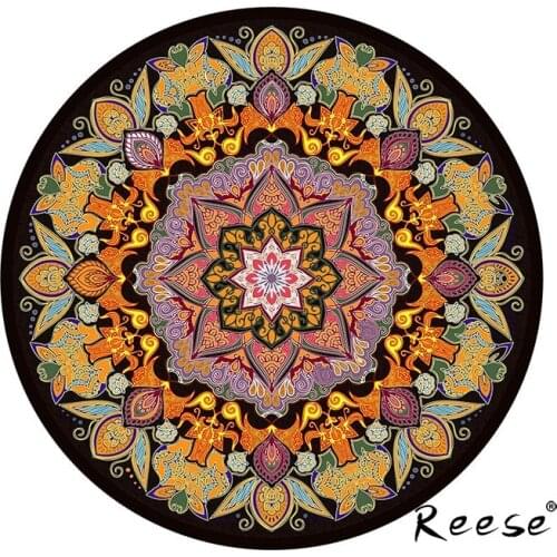 Reese Round Rug Classical 3D Print Mandala Carpets For Living Room Table Chair Bedside Bathroom Diningroom Anti Slip Easy Wash