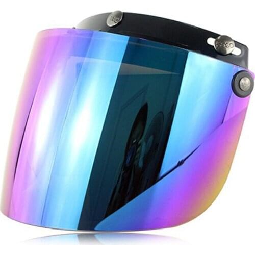 Windproof 3-Snap Visor Lens Shield for Motorcycle Helmets Flip Up Down Open Face