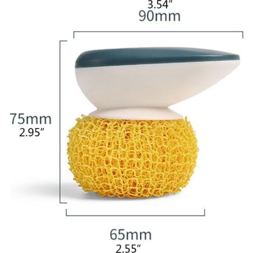 Nylon Ball Cleaning Brush with Handle for Washing Pot Dish Pan Bowl Scrubbing Pad Scrubber Kitchen Cleaner Tool