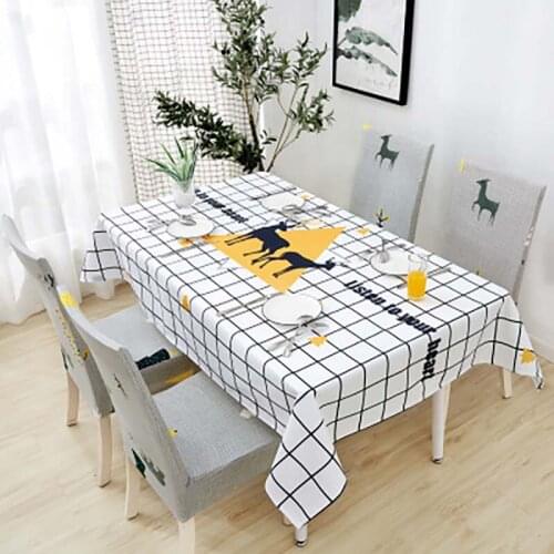 Waterproof Linen Table Cloth Elastic Chair Cover Oil-proof Rectangular Dinning Table Cover Cloth for Kitchen Dining Room Party
