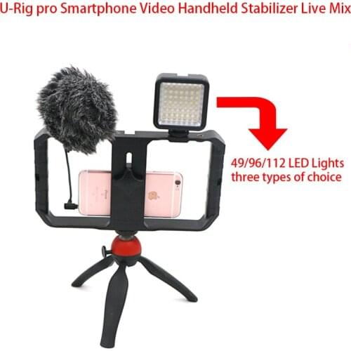 Smartphone Video U-Rig Pro +BY- MM1 microphone+49/96/112 LED Video Light for iPhoneX 7 Samsung XIAOMI HUAWEI live Accessorie