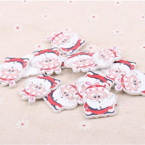 Mix Wooden Santa Claus Shape Scrapbooking Button Handmade Accessory Sewing Home Decoration Craft DIY 35x28mm 20pcs