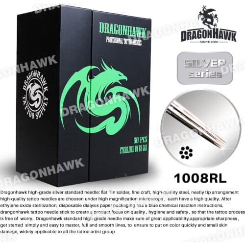 New Design 1008RL Silver Series Round Liner 50 pcs Disposable Sterile Tattoo Needles For Tattoo Trips Tips Tattoo Suplies