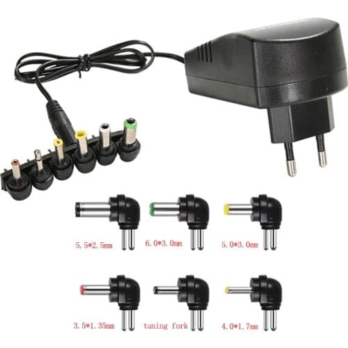 Universal DC 3A 3/4.5/6/7.5/9/12 V EU/US Standard AC DC Charger Supply Converter 6 Plugs Adjustable Power Adapter Charging Plug