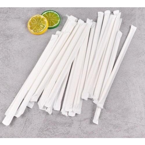 Individually Paper Wrapped Paper Straws Solid Plain White Black Brown Party Drinking Restaurant Coffee Bar Straw SN2052