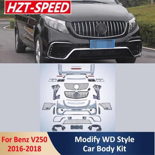 V250 V260 Modify to WALD Style PP Unpainted Car Body Kit Front Rear Bumper Side Skirts For Benz Vito V250 V260 2016-2018