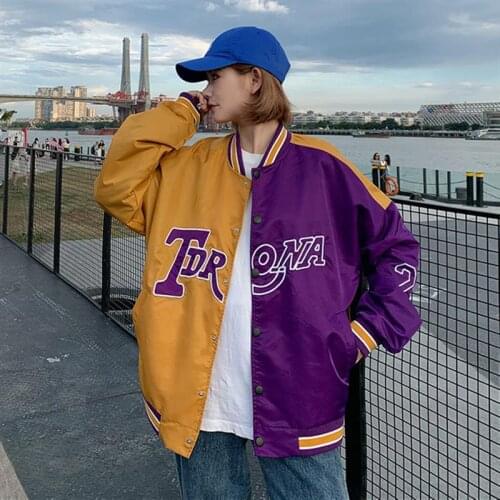 Womens jacket 2021 new mens and womens coats Harajuku American retro contrast baseball suit couple loose sport BF jacket