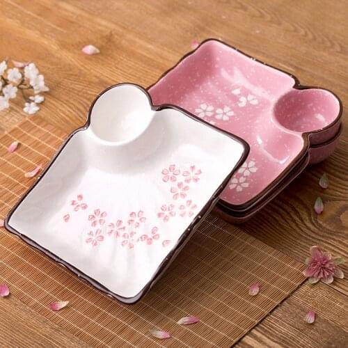 1pc Ceramic Plate Dish Dumplings Bowl Sushi Plate with Sauce Dish Kitchen Tableware Dessert Fruit Plate Tray Dinner Plates