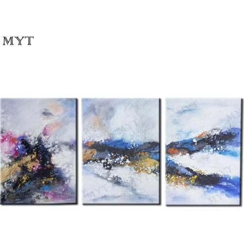 100% Real Picture Hand-painted 3 peice Landscape Pictures Painting Canvas Wall Picture For Living Room Painting On Canvas Art