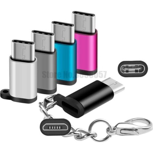 100pcs USB-C Male to Micro USB Female Adapter with anti-lost Keychain type c adapter for Samsung Huawei
