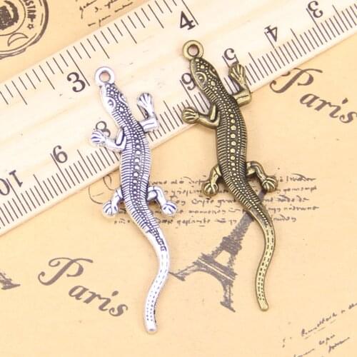 38pcs Jewelry Charms lizard gecko 56x15mm Antique Silver Plated Pendants Making DIY Handmade Tibetan Silver Jewelry
