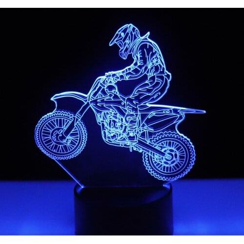 3D LED Night Light Wonder Cross-country Motorcycle with 7 Colors Light for Home Decoration Lamp Amazing Visualization Optical