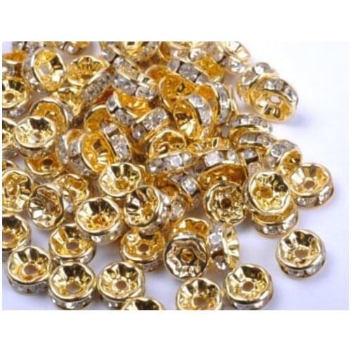 6mm 8mm 10mm 12mm 200pcs/lot white Clear Czech glass Spacer Beads round Metal silver Plated Charms DIY making f455 crystal