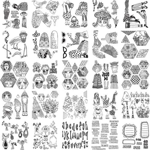 7*8.5 inch Clear Stamps Girl Body Leg Fancy Dress Clothes Headdress Veil Critter Dogs Cats Robot Banner Words Frame 2021
