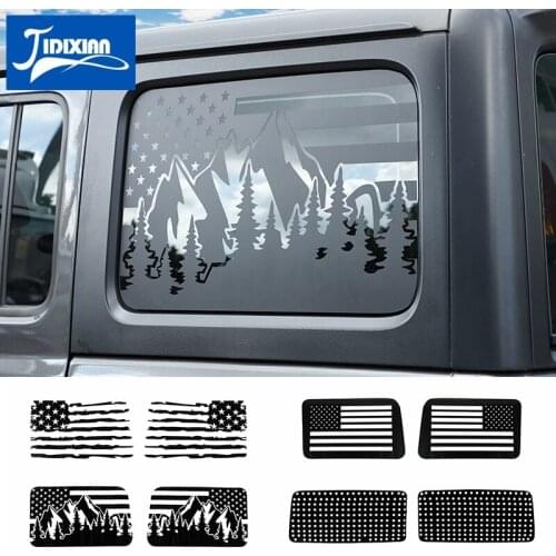 JIDIXIAN Car Rear Window Decals Decoration Cover Trim Stickers for Jeep Wrangler JL 2018 2019 2020 2021 Car 2/4 Door Accessories