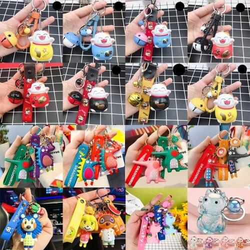 Fortune Cat/ Crocodile Keychain Original Cartoon Fox Key chains Childhood Lovely Hedgehog Car Keyring Pendant For Girl Bag Gifts