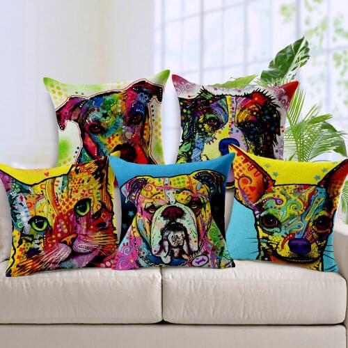 1 Piece Square 45*45cm Cotton Linen Decorative Pillow Case Cover Fashion PopStyle Pet Dog Cat Pattern Pillowcase for House New