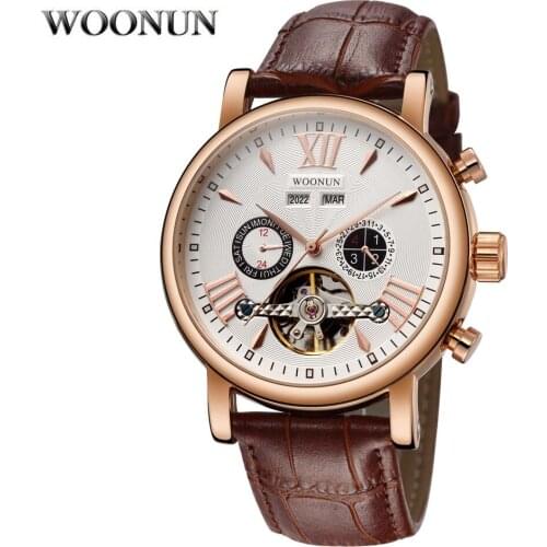 Luxury Rose Gold Men Watches Fashion Tourbillon Watches Men Multifunction Automatic Mechanical Watches Men Wristwatches Reloj